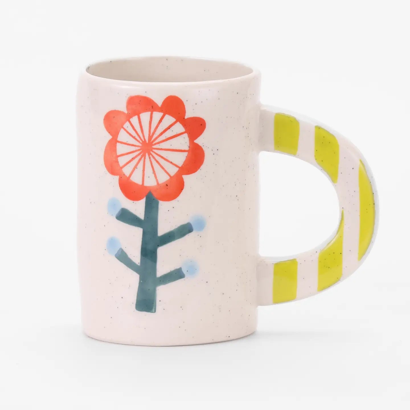 Ceramic Coffee Mug - Red/Green Floral
