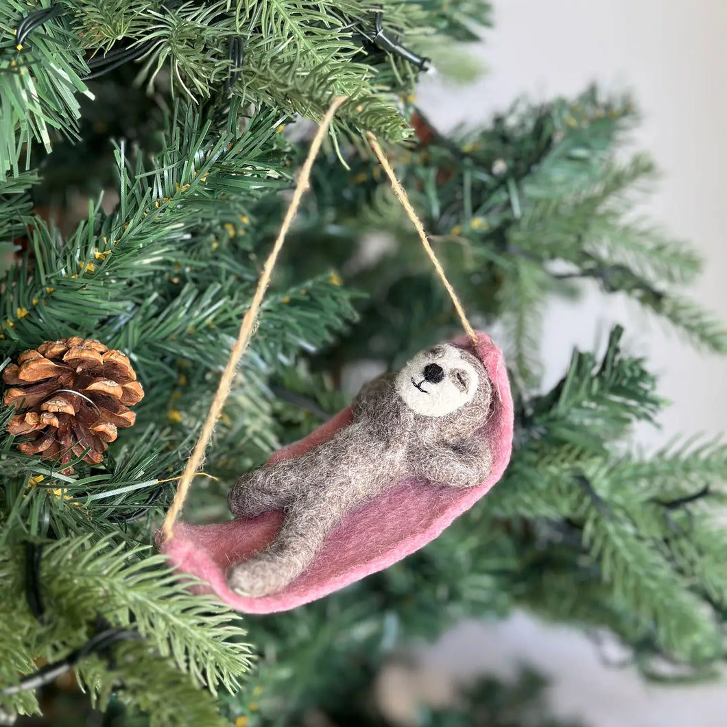 Felt Ornament - Sloth On Hammock