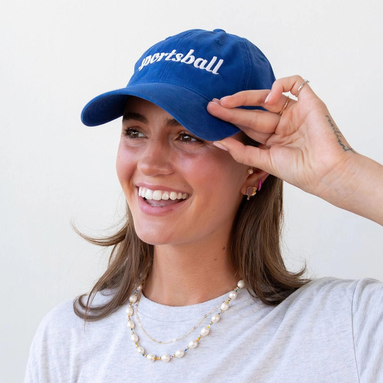 100% Cotton Sportsball Baseball Hat - Blue