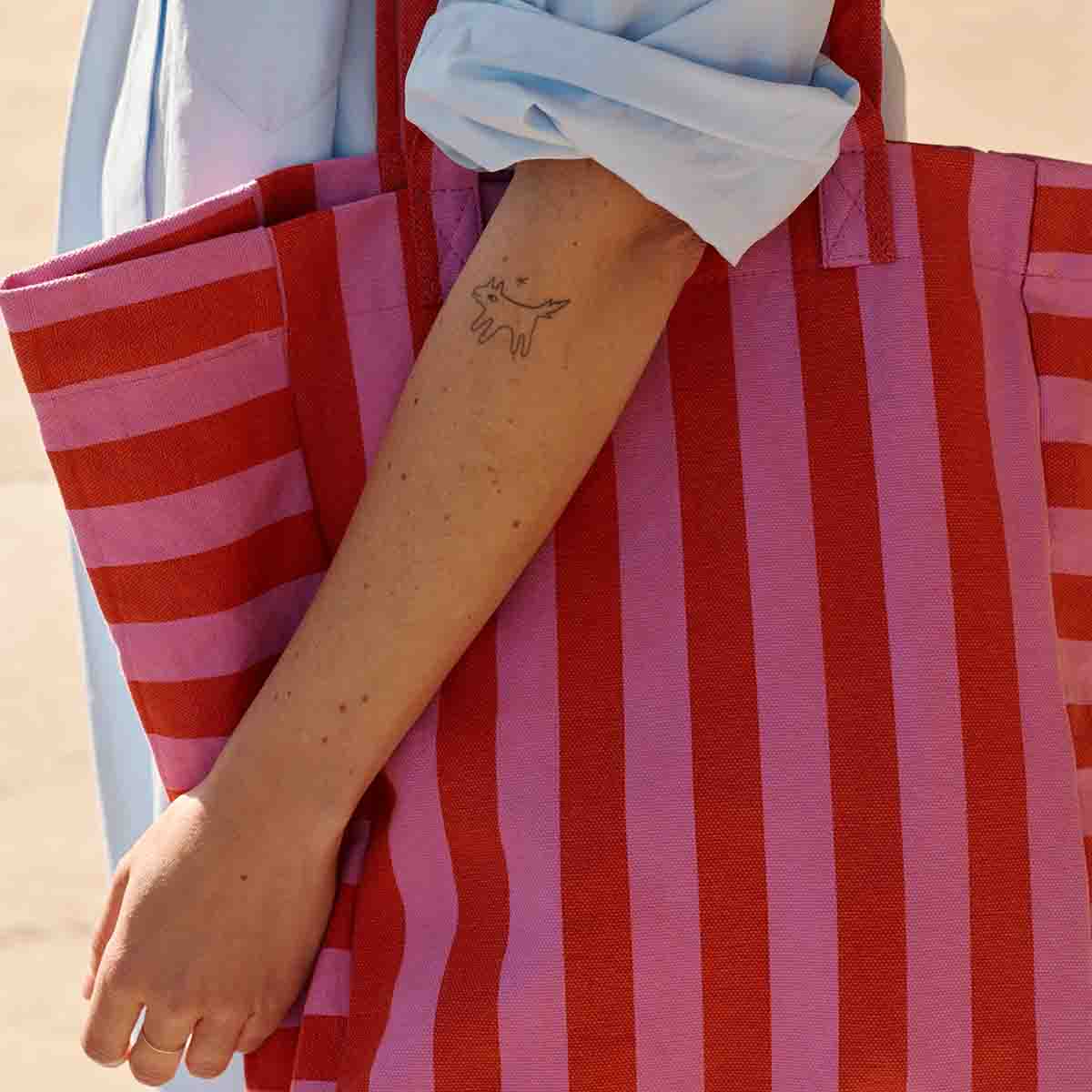 Elisabeth Tote Bag Stripes - Orchid/Tomato