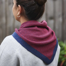 Load image into Gallery viewer, Lambswool Triangle Scarf - Red/Navy Stripe
