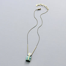 Load image into Gallery viewer, Vintage Glass and Gray Jasper Geometric Pendant Necklace
