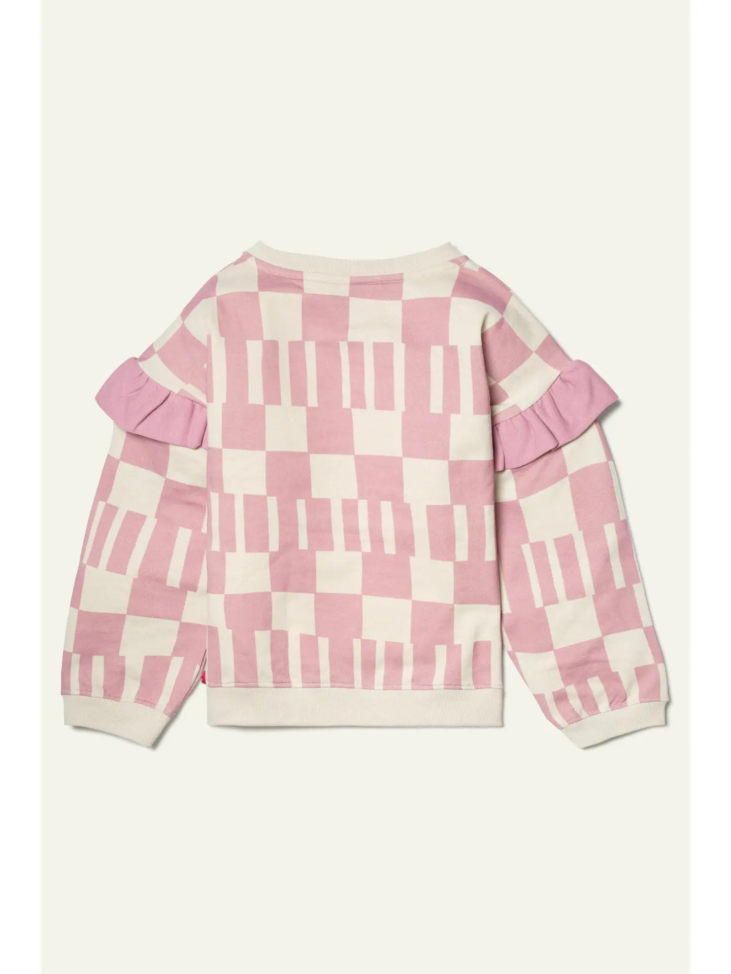 Recycled Cotton Pink Block Ruffled Sweatshirt