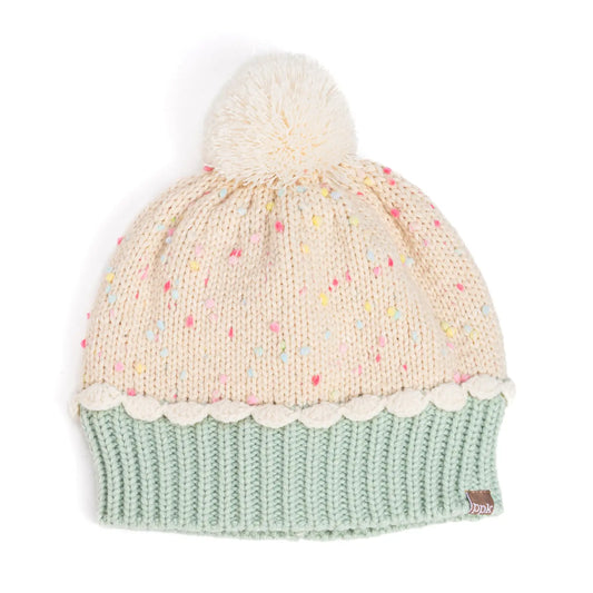 Girls Pastel Cupcake Knit Winter Hat
