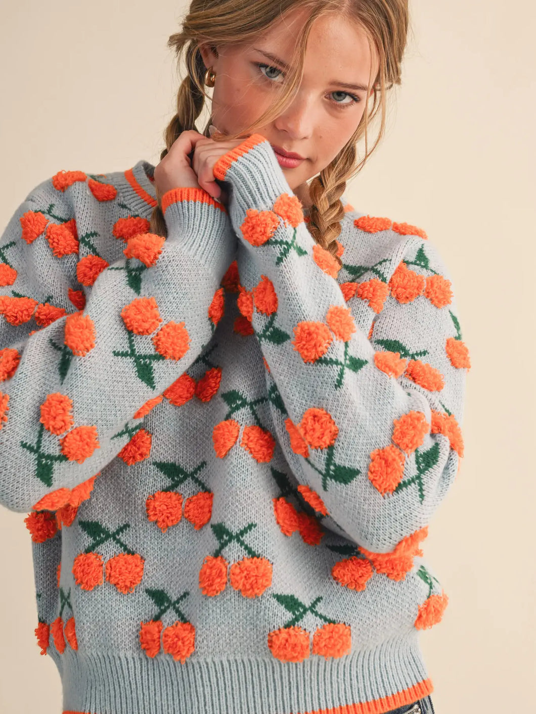 Fuzzy Cherry Sweater