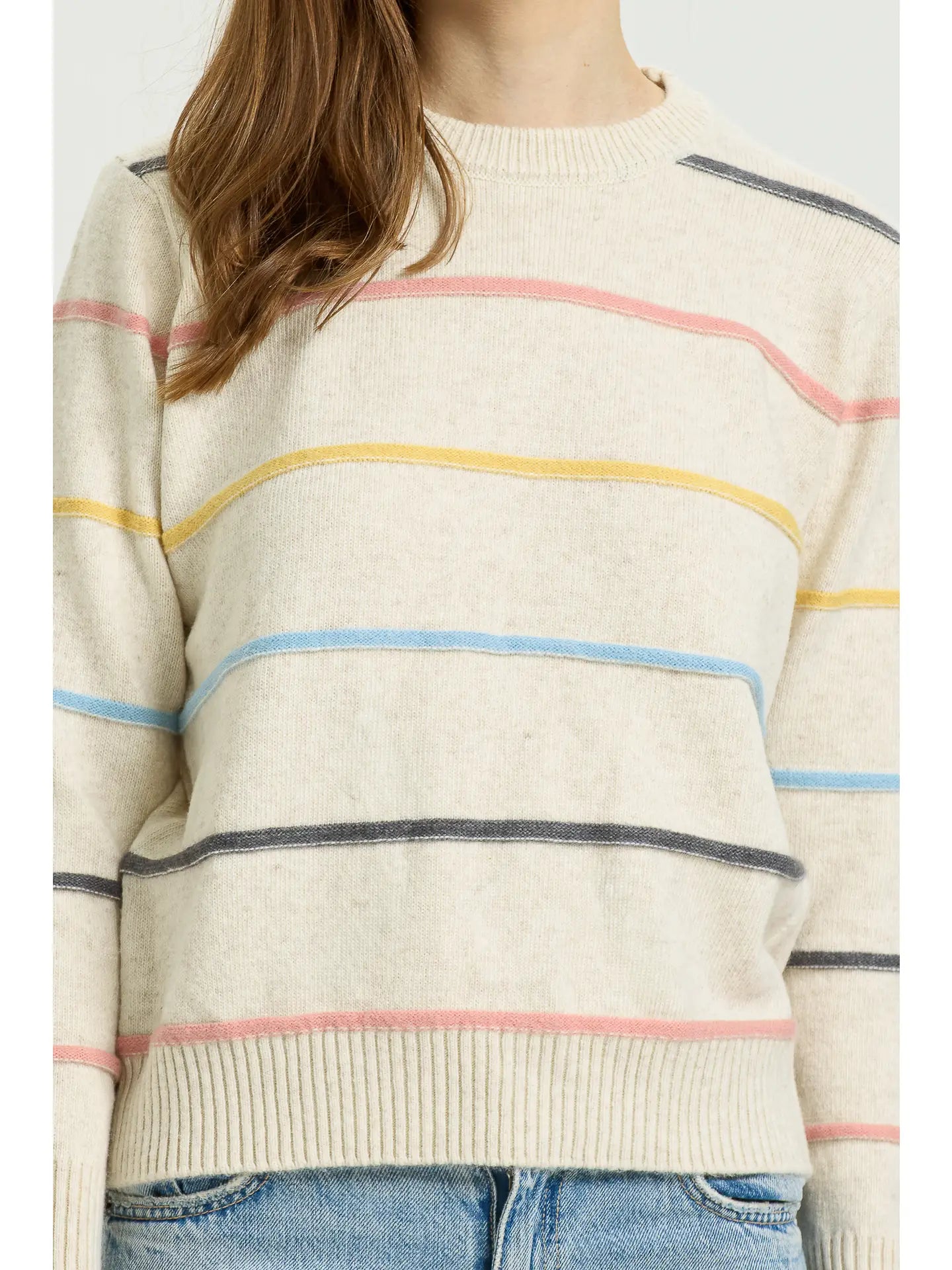 Pastel Striped Crewneck Sweater