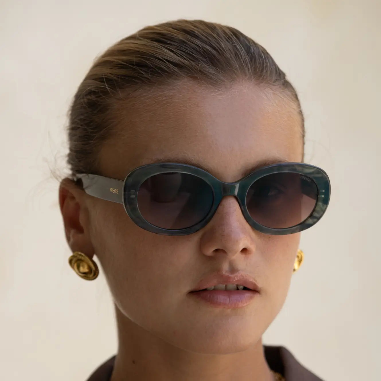 Aria Acetate Womens Oval Sunglasses - Emerald