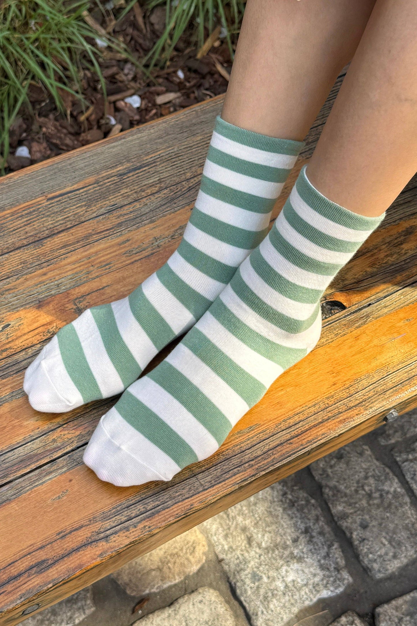 Wide Wally Socks - Matcha Stripe