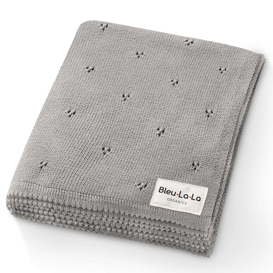 100% Organic Cotton Pointelle Swaddle Receiving Baby Blanket - Gray