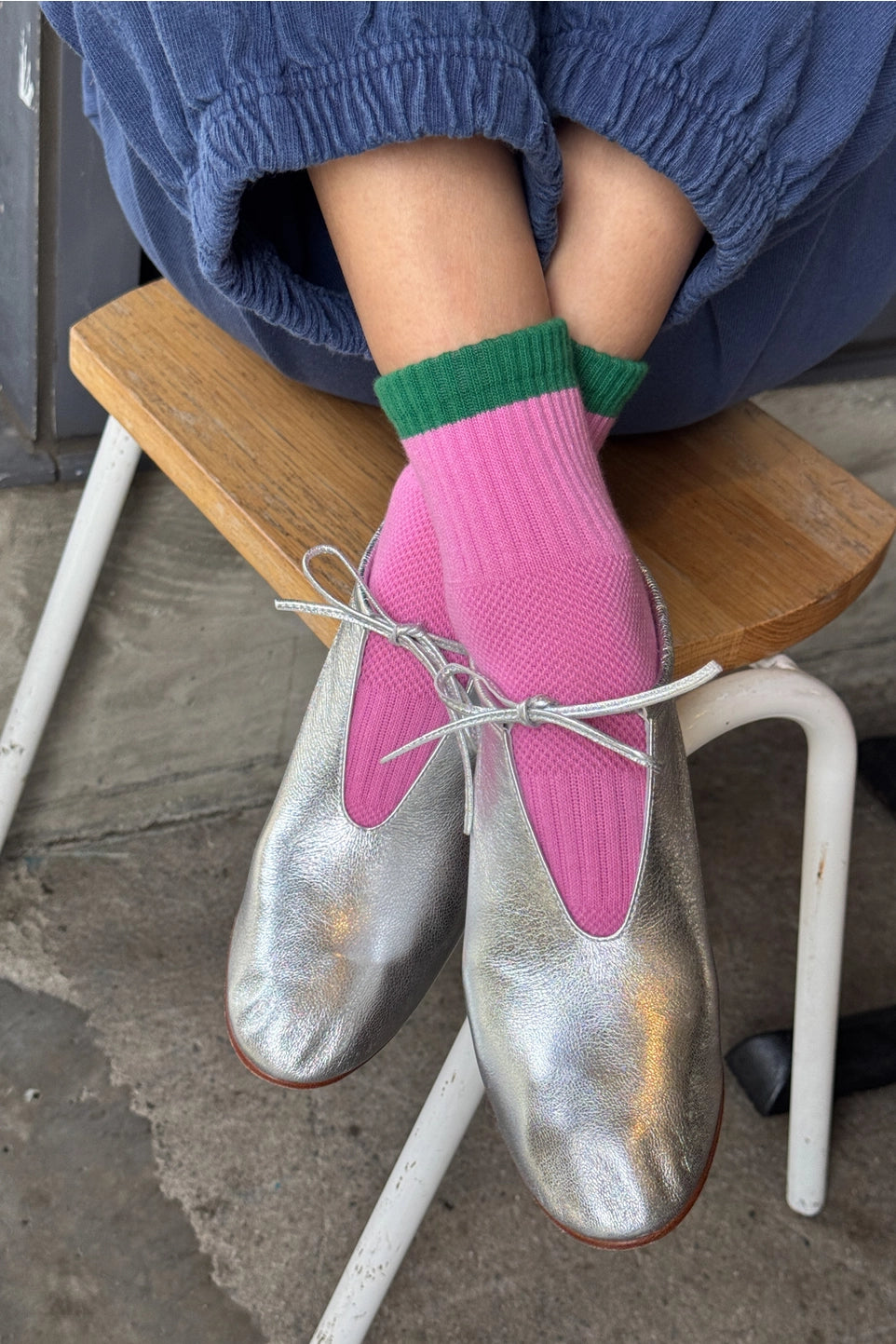 Color Block Girlfriend Socks - Rose/Green