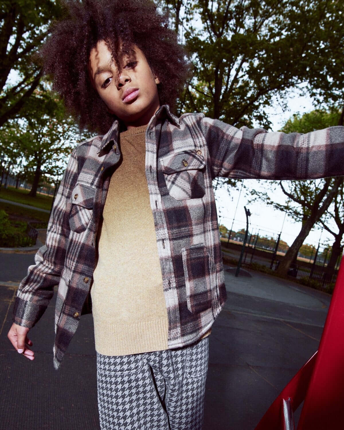 Brown Plaid Snow Fleece Shirt
