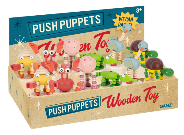 Wooden Coastal Push Puppets - Several Styles