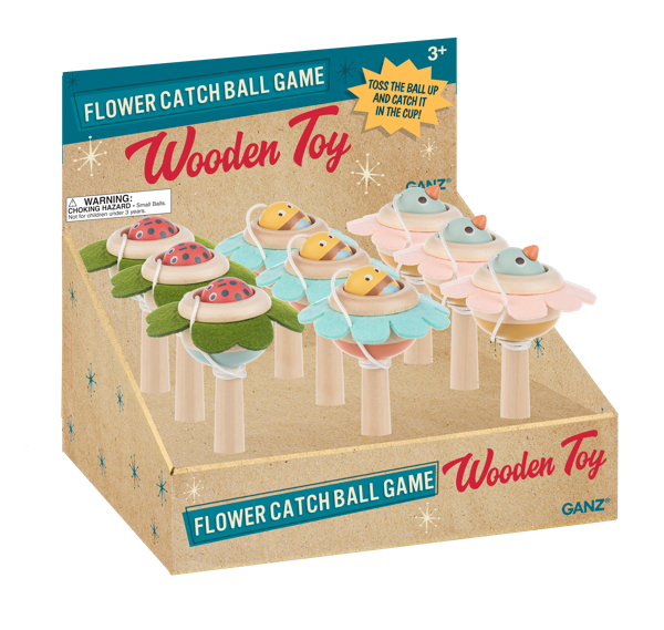 Wooden Flower Catch Ball Game - Several Colors
