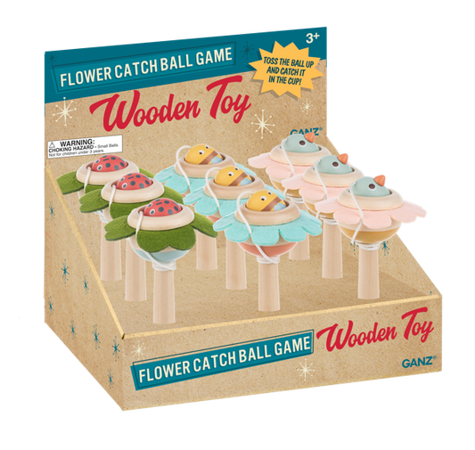 Wooden Flower Catch Ball Game - Several Colors