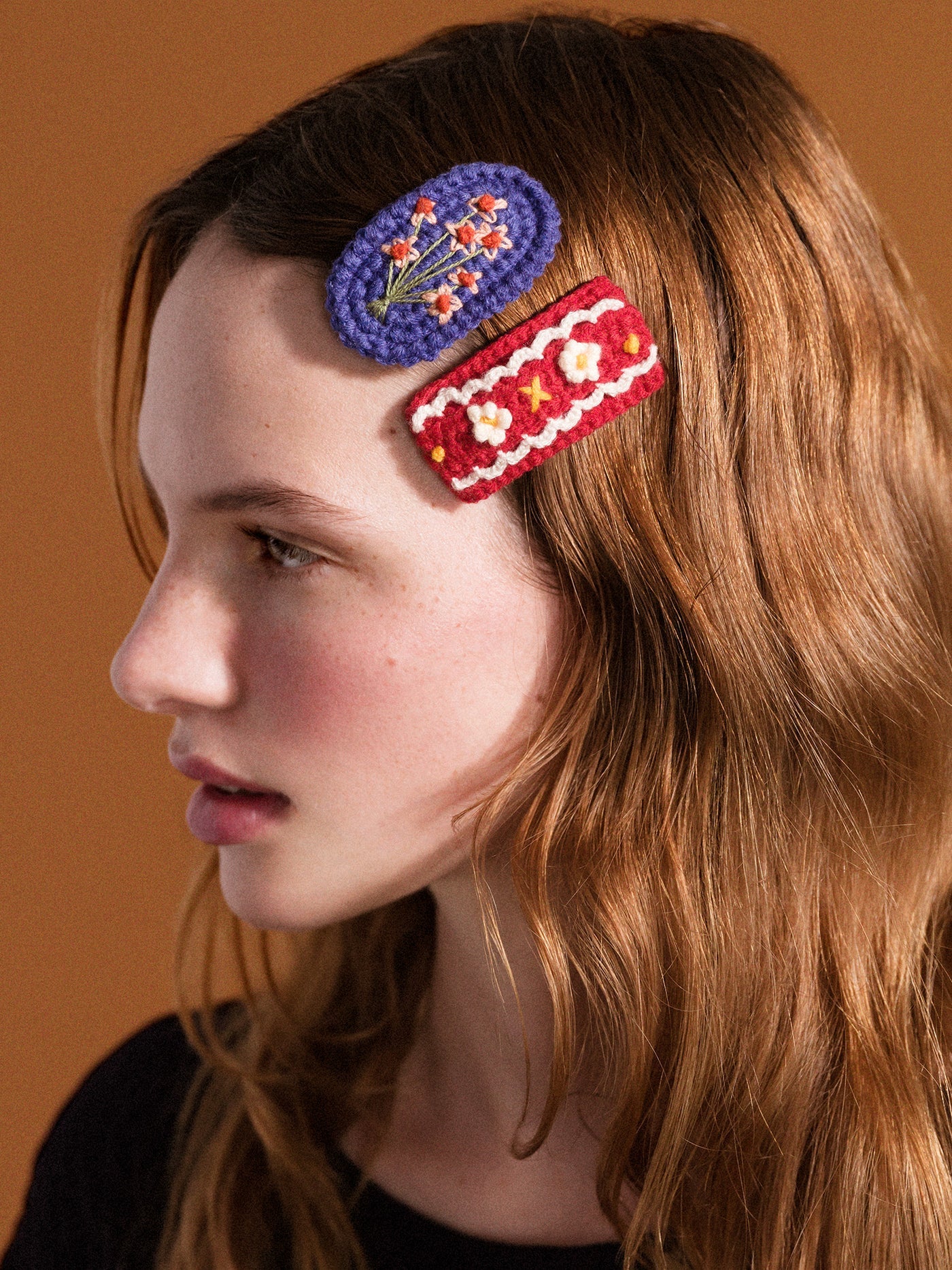 Polly Crochet Hair Clips - Red Multi