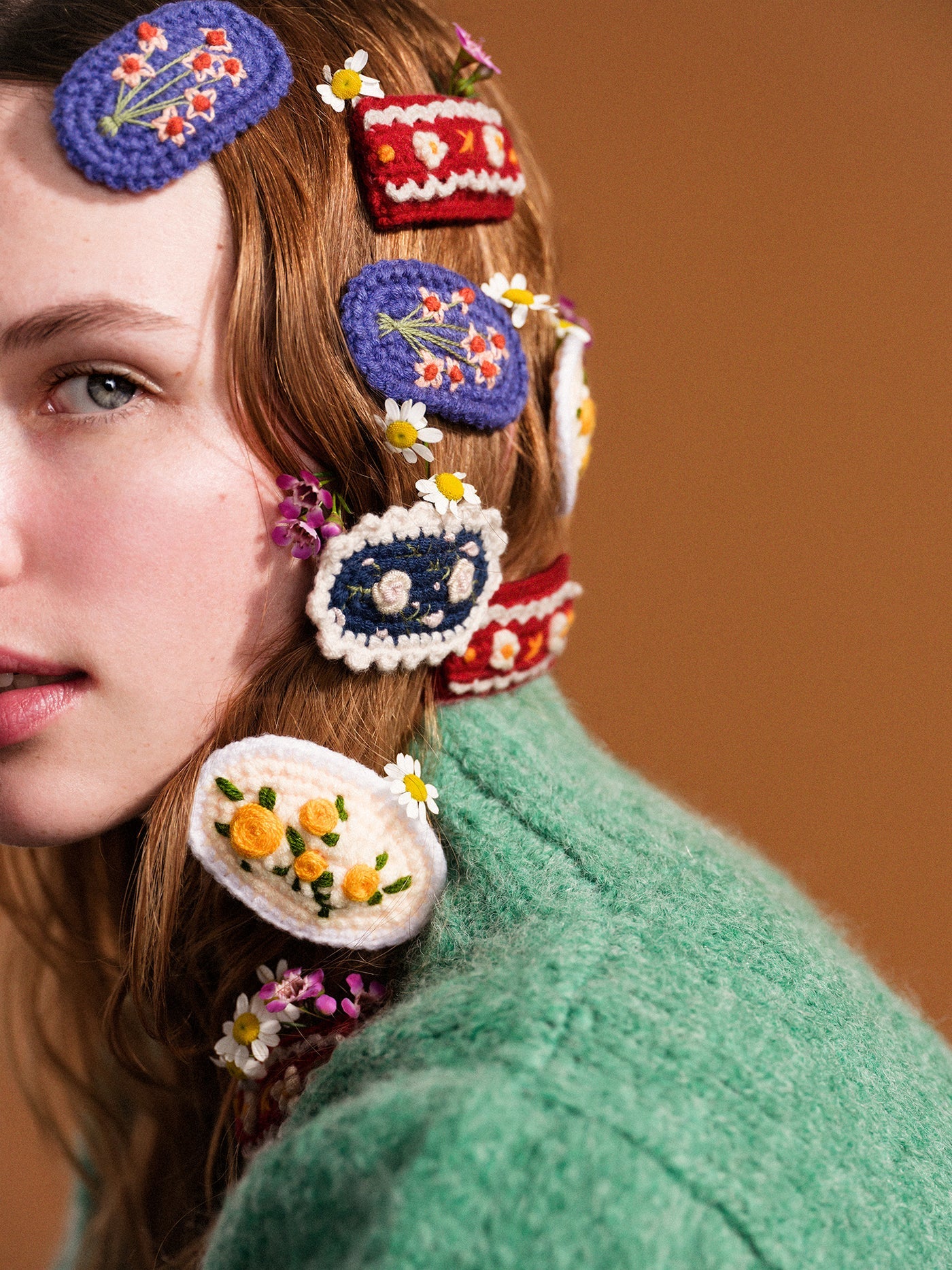 Polly Crochet Hair Clips - Red Multi