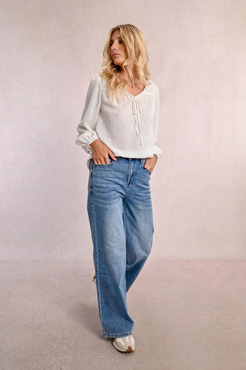 Hight Waisted Wide Leg Jeans - Blue Denim