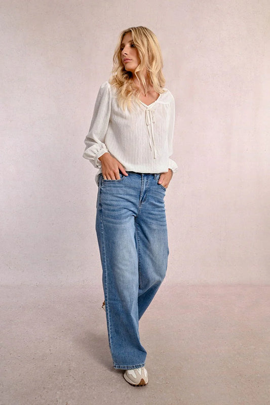 Hight Waisted Wide Leg Jeans - Blue Denim