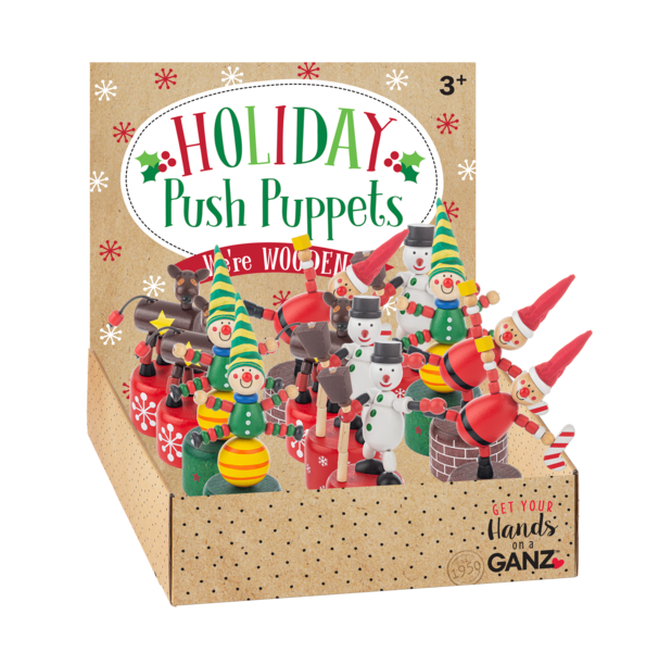 Holiday Wooden Push-Up Puppets - Several Styles