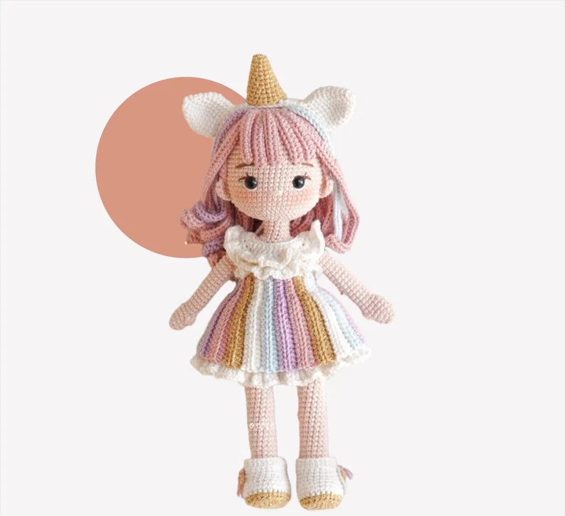 Crochet Amigurumi Unicorn Doll with White Boots (Unicorn Princess)