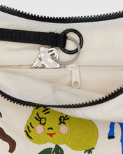 Load image into Gallery viewer, Medium Nylon Baggu Crescent Bag - Embroidered Painted Prairie
