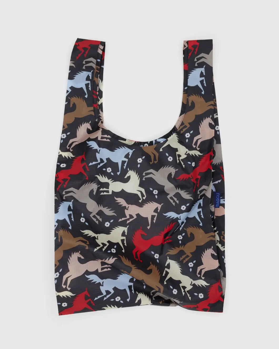 Baggu reusable bag with horse pattern on a white background