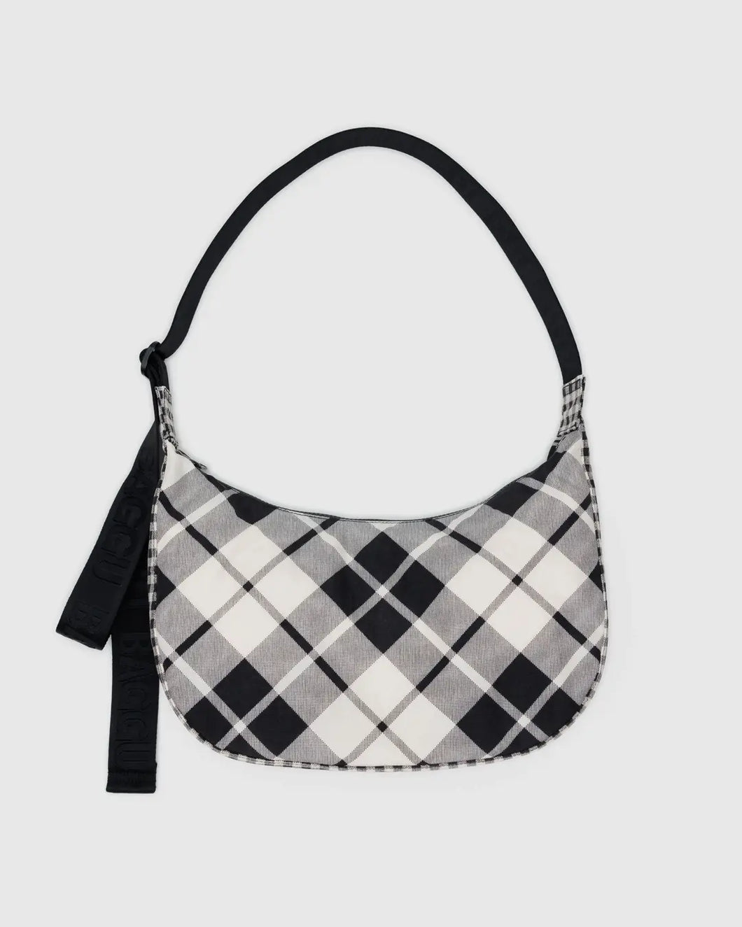 Medium Nylon Baggu Crescent Bag - Mixed Plaid