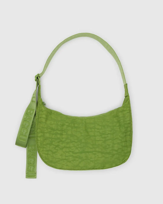 Medium Nylon Baggu Crescent Bag - Green Juice