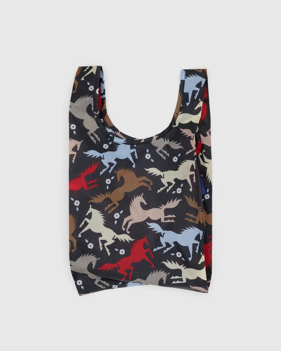 Baggu reusable bag with horse pattern on a white background