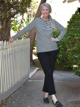 Load image into Gallery viewer, JEANETTE Tee Black &amp; Ivory Stripe
