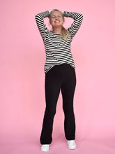 Load image into Gallery viewer, JEANETTE Tee Black &amp; Ivory Stripe
