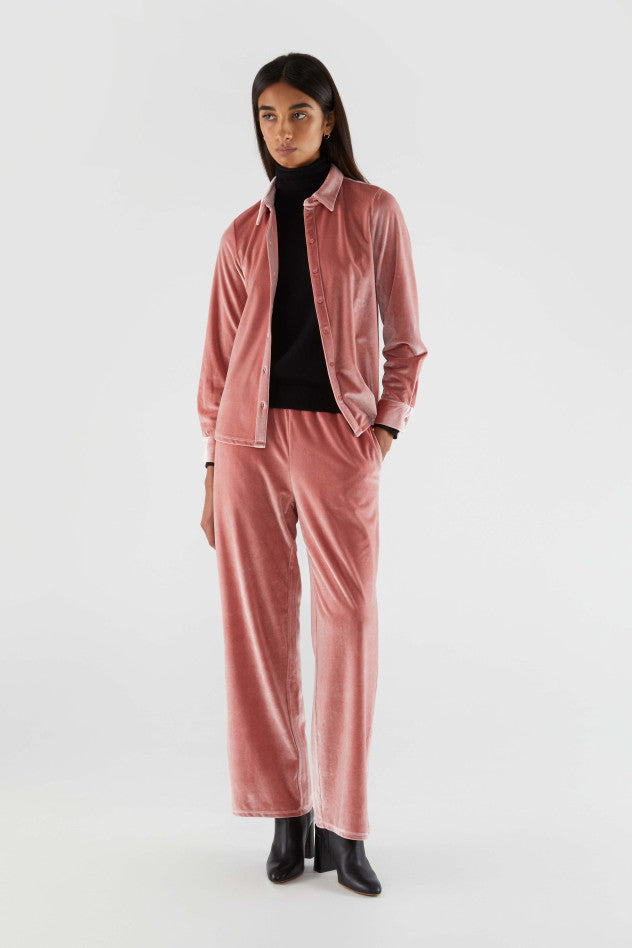 Velvet Stretch Pants - Pink