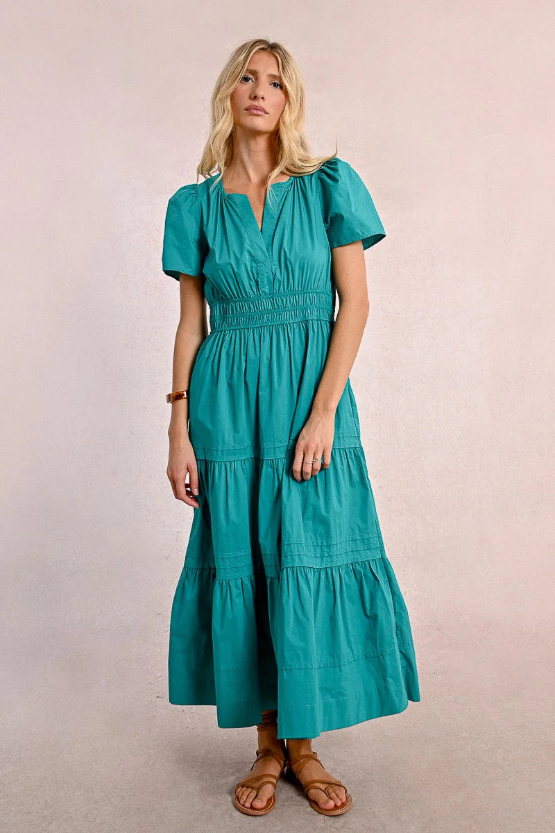 Long Poplin Dress - Emerald Green