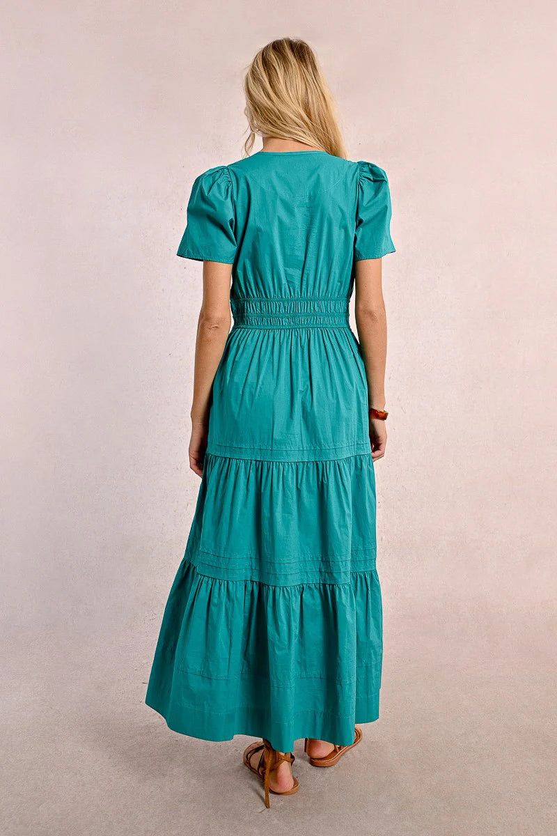 Long Poplin Dress - Emerald Green