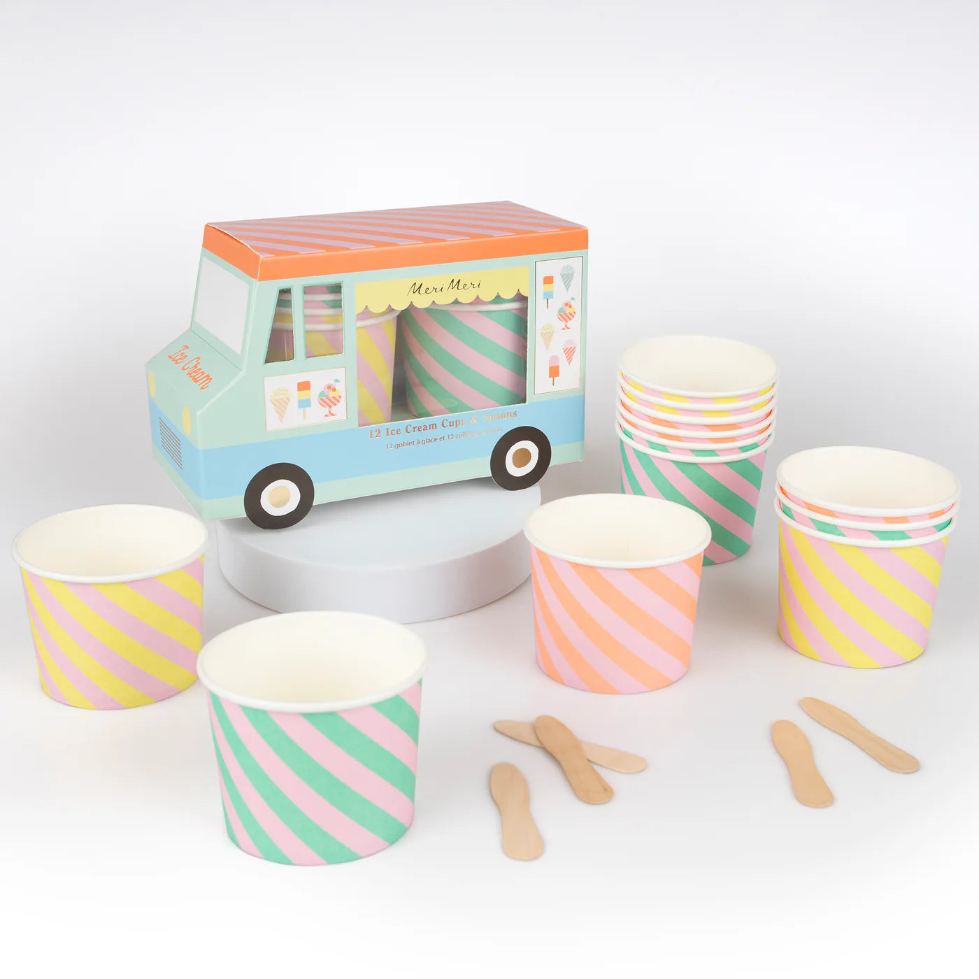 Ice Cream Cups & Spoons (x 12)