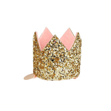 Load image into Gallery viewer, Mini Gold Glitter Crown Hair Clip
