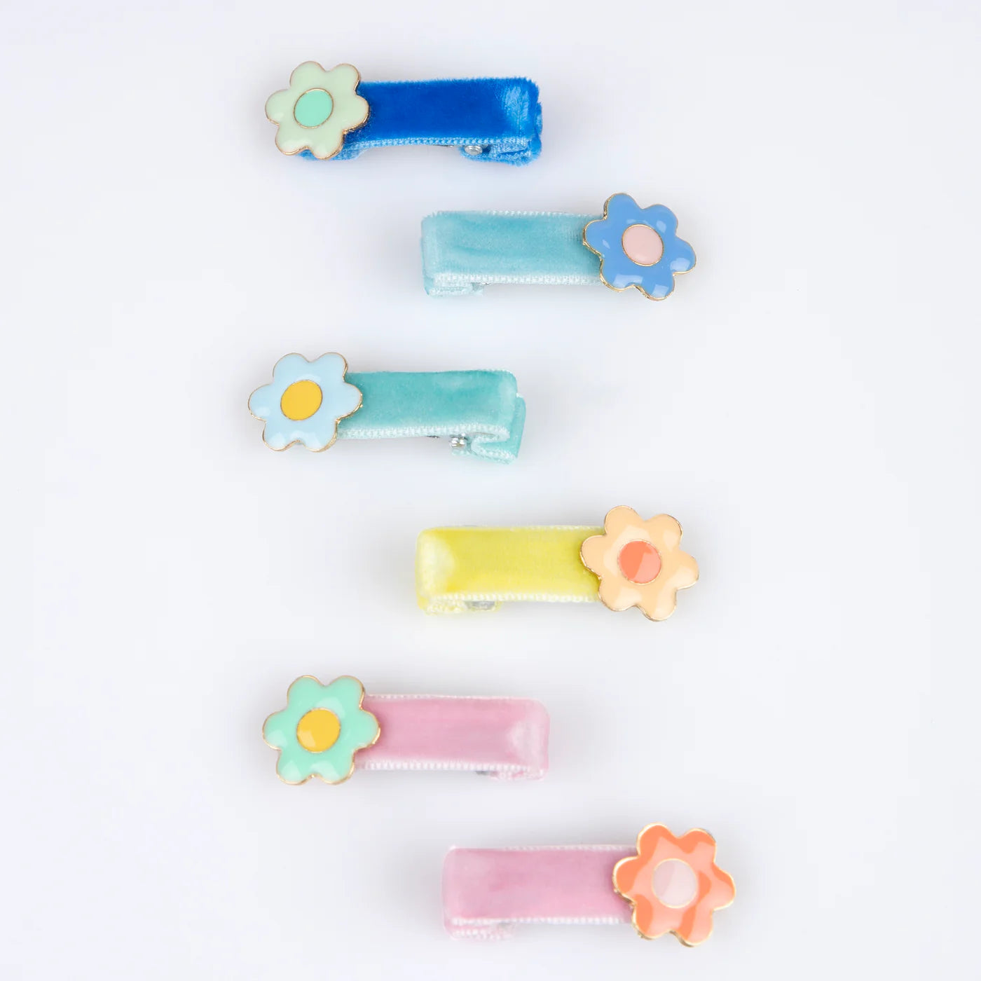 Enamel Daisy Hair Clips (x 6)