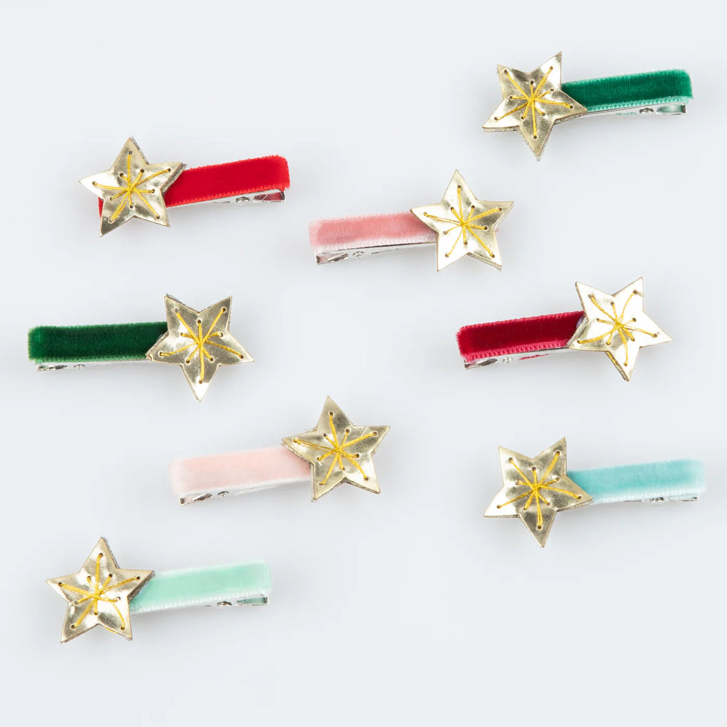 Velvet Star Holiday Hair Clips