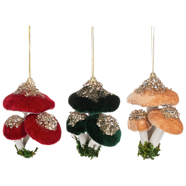 Mushroom Cluster Ornaments - Three Colors