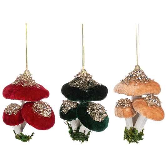 Mushroom Cluster Ornaments - Three Colors