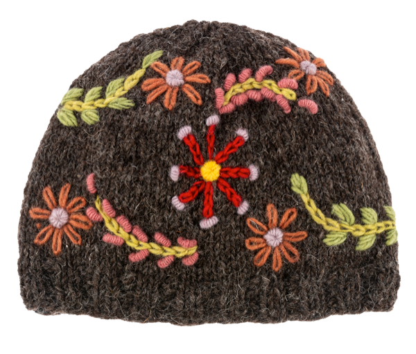 Knit Embroidered Floral Winter Hats - Three Styles