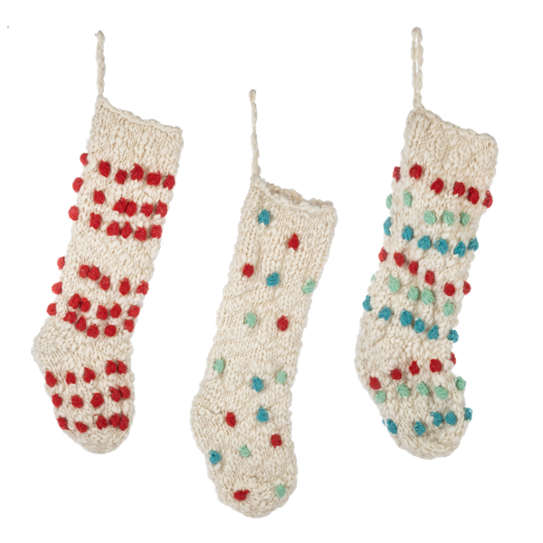 Knit Pom-Pom Stockings - Three Styles
