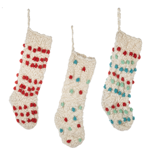 Knit Pom-Pom Stockings - Three Styles
