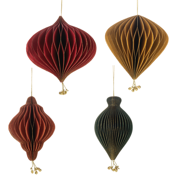 Honeycomb Drop w/Jingle Bell Ornaments - Several Sizes