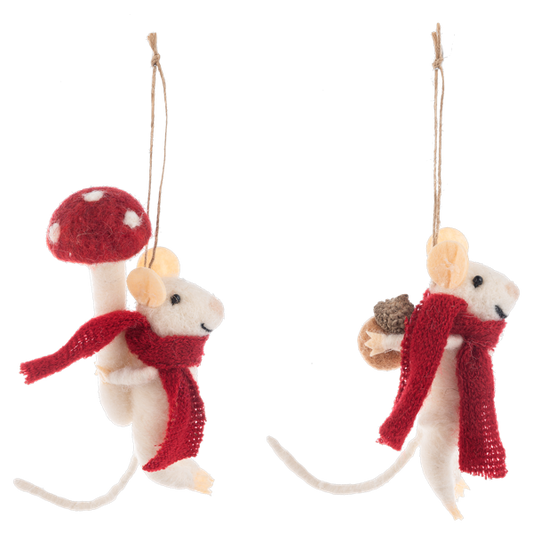 Woodland Mouse Ornaments - Two Styles