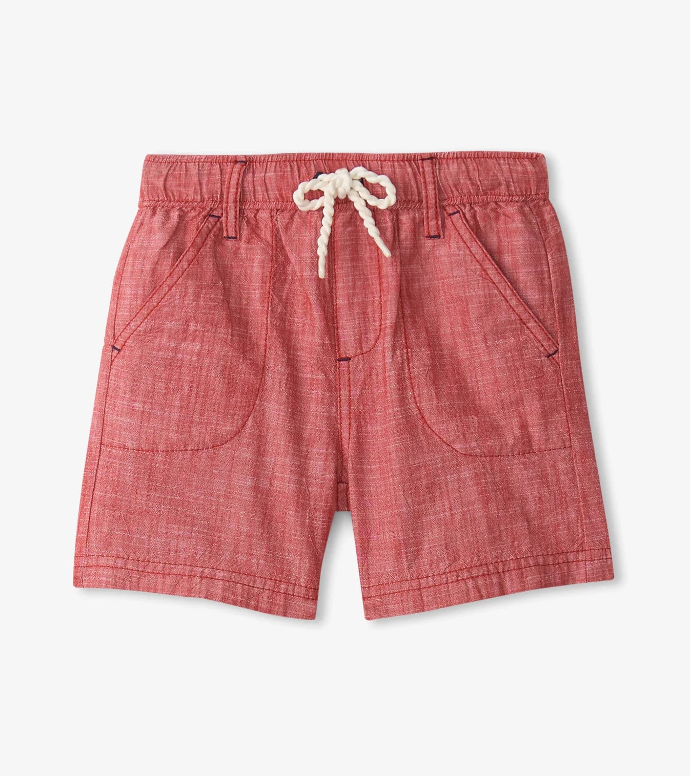 Nautical Chambray Woven Shorts - Red