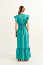Load image into Gallery viewer, Ruffled V-Neck Dress - Green
