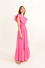 Load image into Gallery viewer, Ruffled V-Neck Dress - Pink

