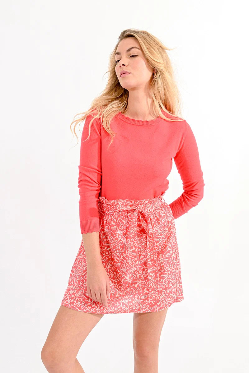 Scalopped Sweater - Coral
