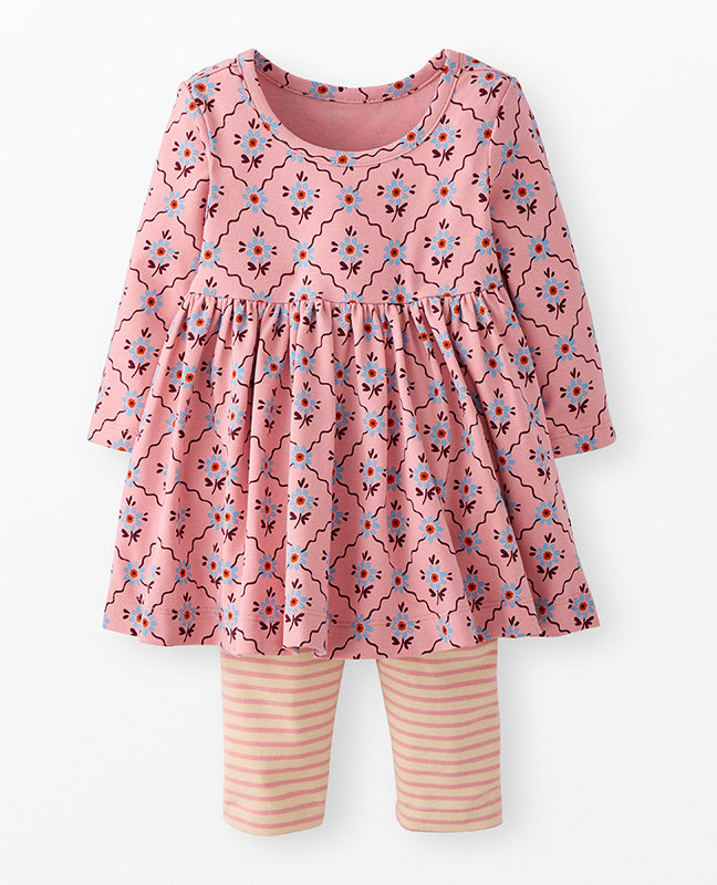 Baby L/S Skater Dress + Legging Set - Pink